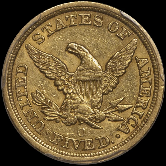 Half Eagle. 1851-O New Orleans $5 gold coin. PCGS AU55.