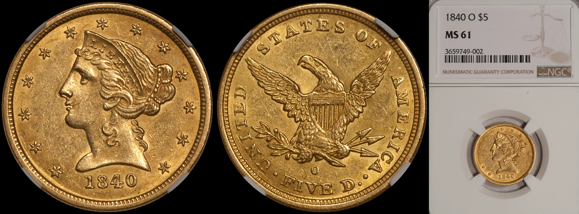 $5.00 - 1840-O NGC MS61