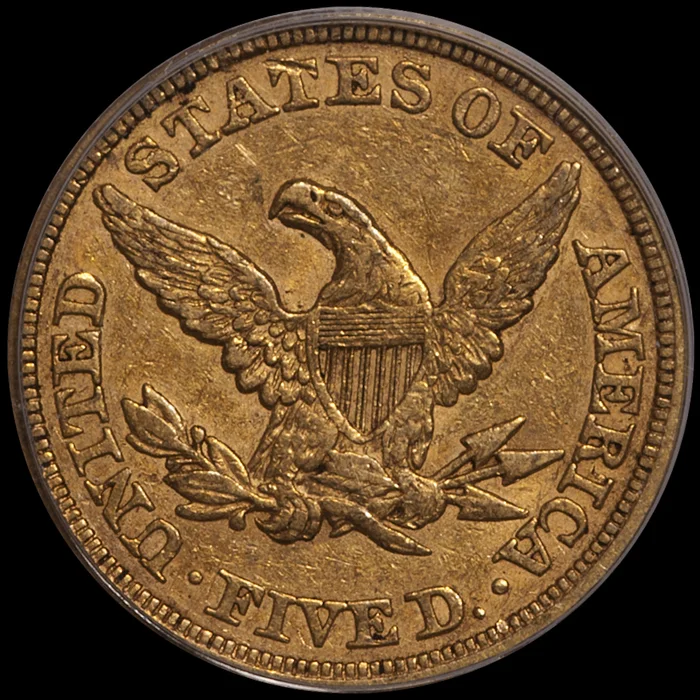 Half Eagles. 1853 $5.00 gold coin. PCGS EF40. CAC Gold Sticker.