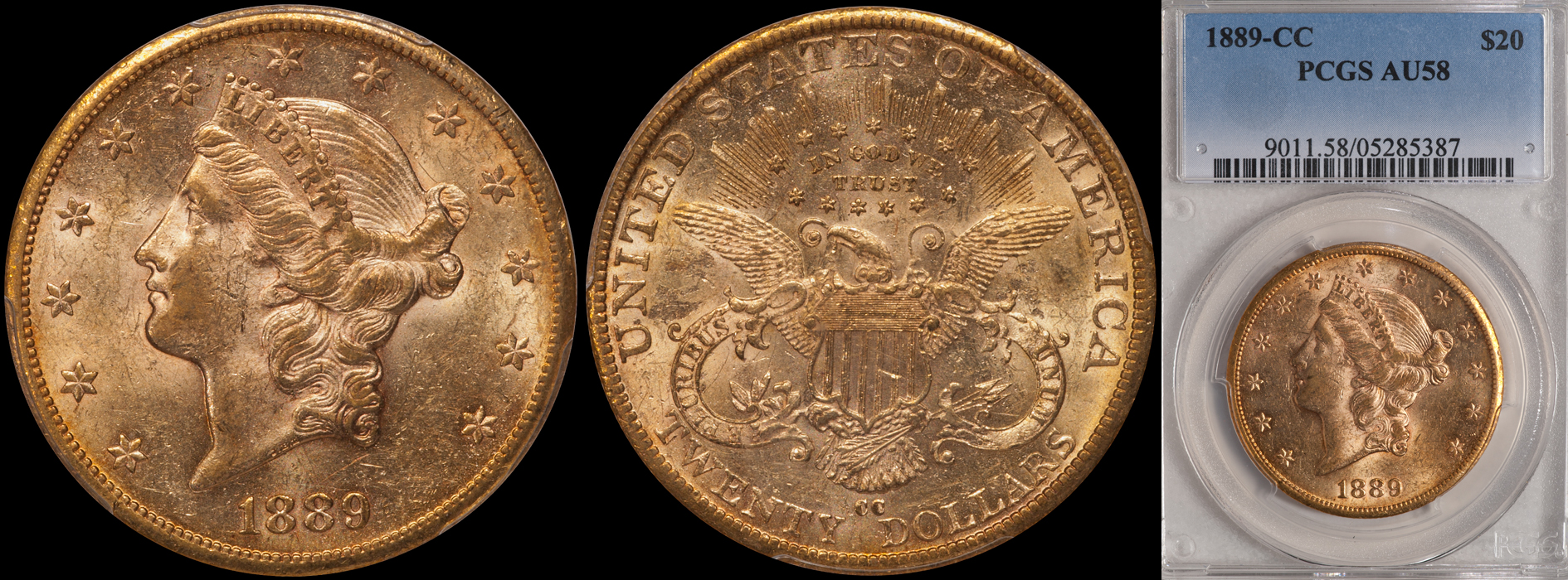  $20.00 - 1889-CC PCGS AU58
