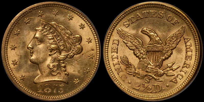 1875-S $2.50 PCGS MS63 CAC