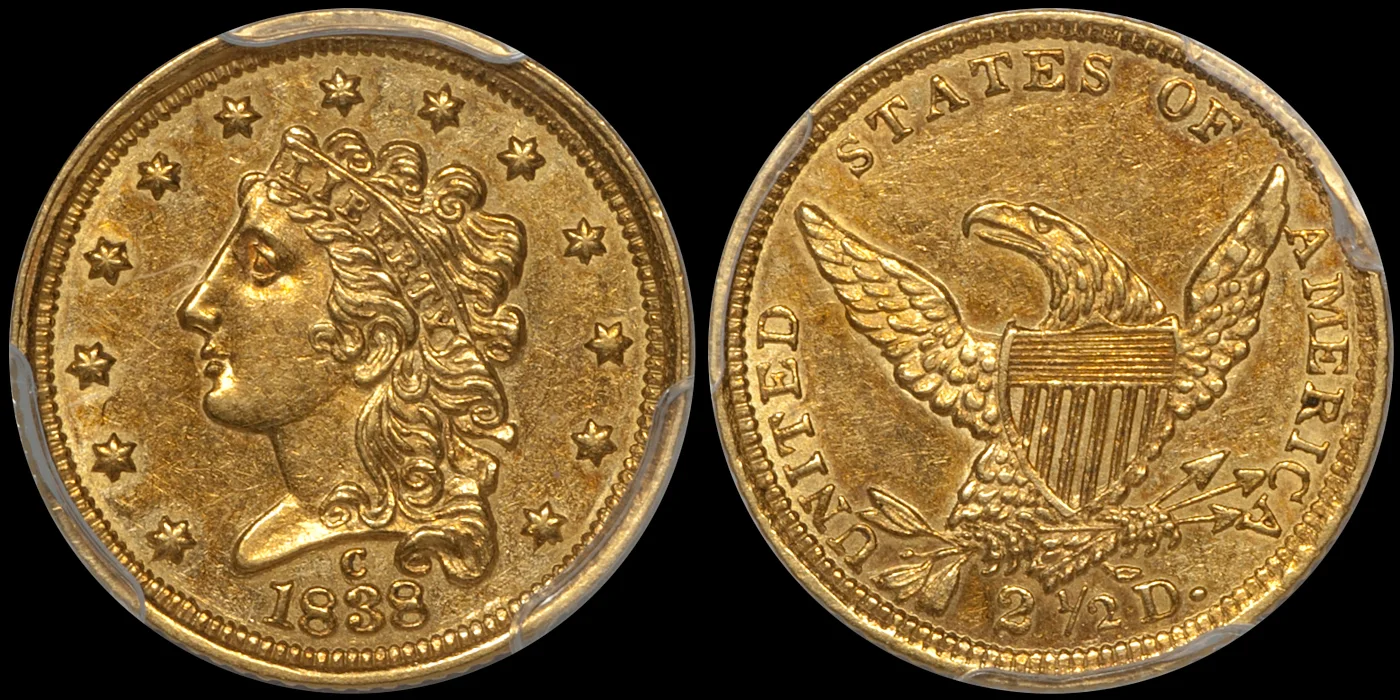 1838-C $2.50 PCGS AU58 CAC