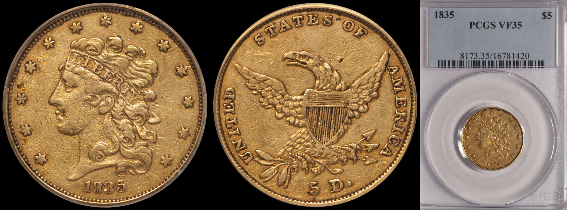 ON HOLD - $5.00 - 1835 PCGS VF35