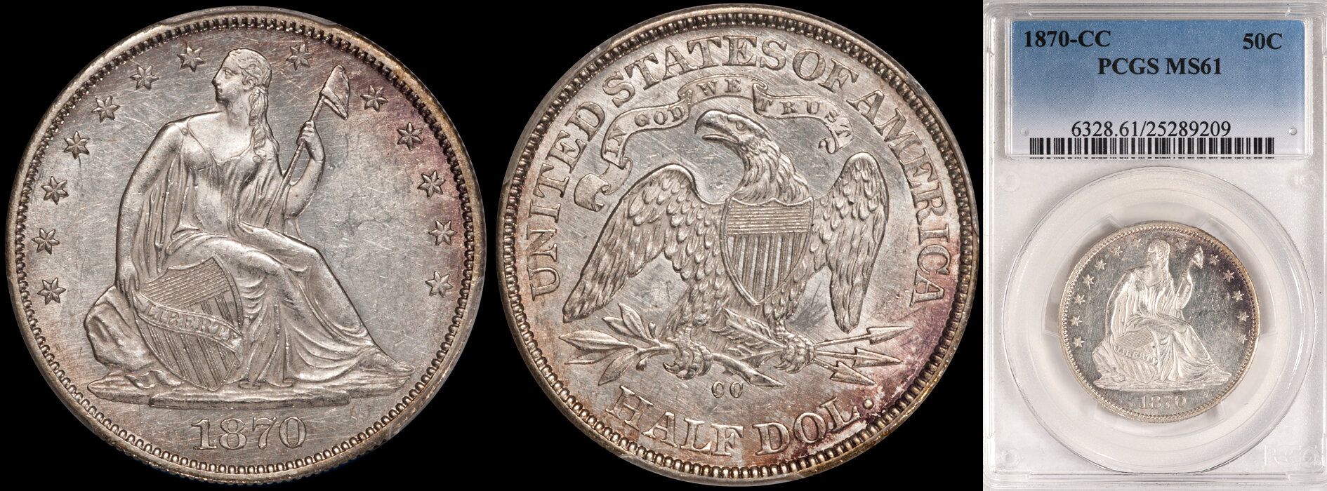 SOLD - 50₵ - 1870-CC PCGS MS61