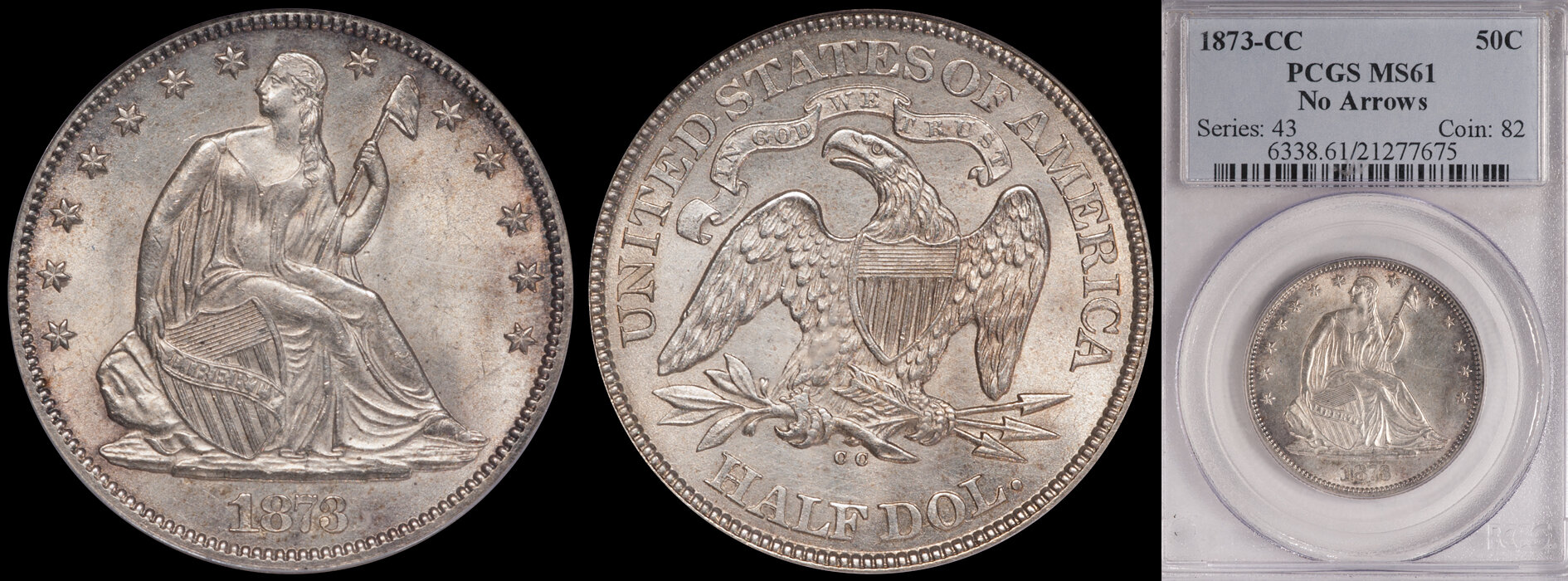 SOLD - 50₵ - 1873-CC No Arrows PCGS MS61