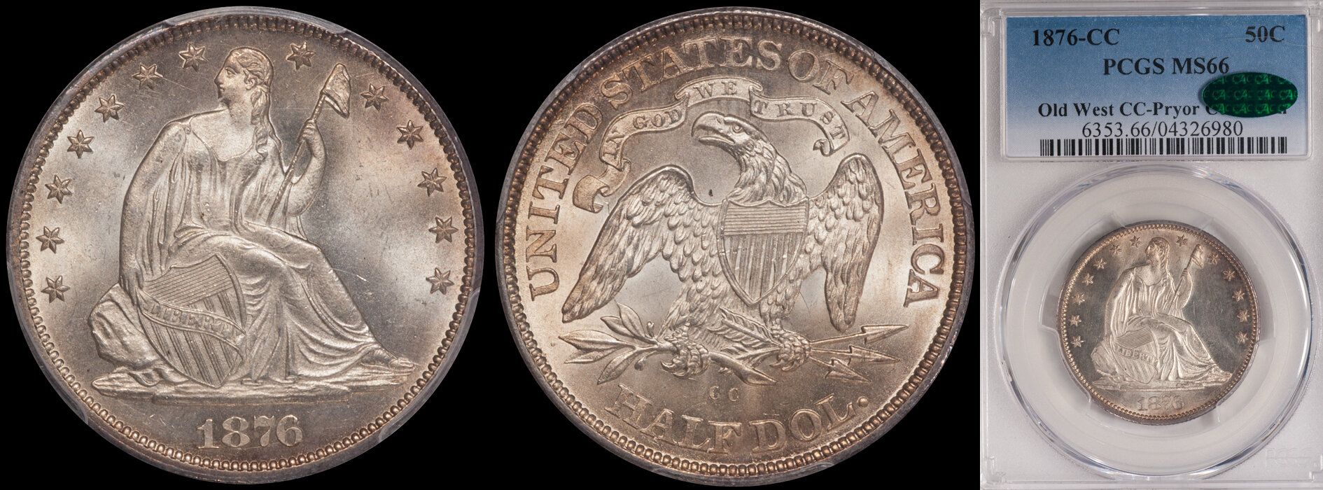 SOLD - 50₵ - 1876-CC PCGS MS66 CAC