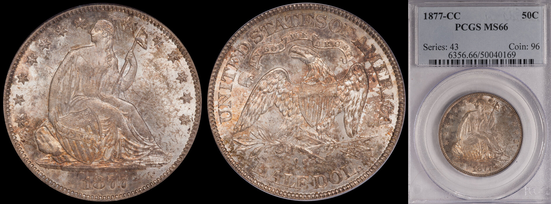 SOLD - 50₵ - 1877-CC PCGS MS66
