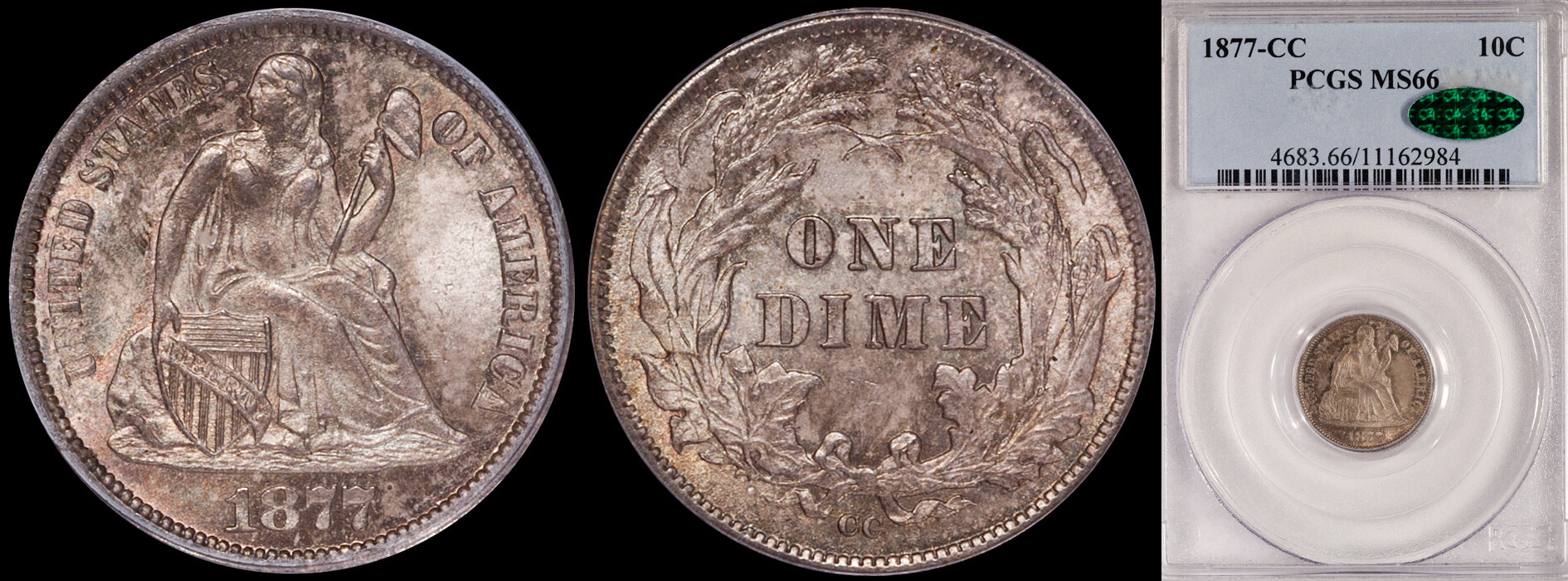 SOLD - 10C - 1877-CC PCGS MS66 CAC