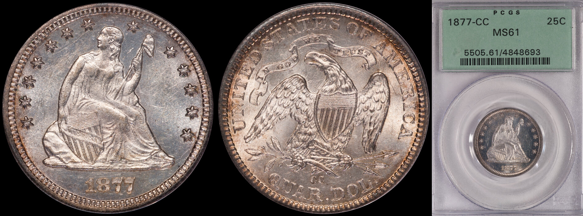 SOLD - 25C - 1877-CC PCGS MS61