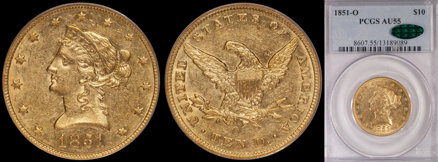 SOLD - $10.00 - 1846/'5'-O PCGS AU55 | Rare Gold Coins - Douglas
