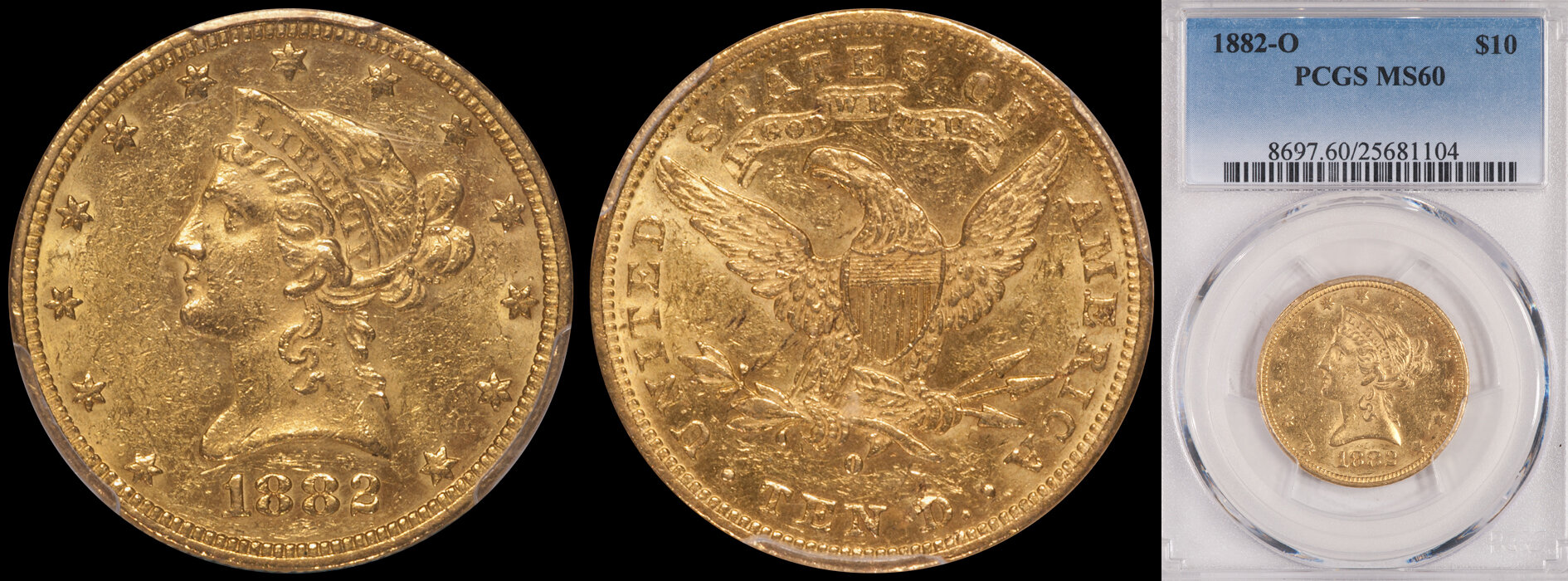 SOLD - $10.00 - 1882-O PCGS MS60