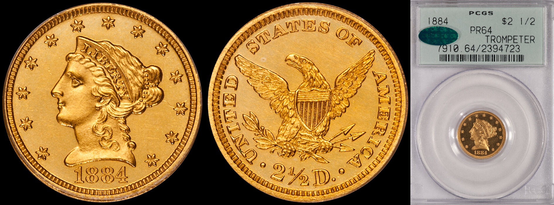 SOLD - $2.50 - 1884 PCGS PR64 CAC, ex Trompeter