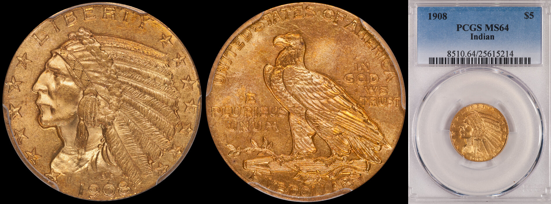 ON HOLD - $5.00 - 1908 Indian PCGS MS64