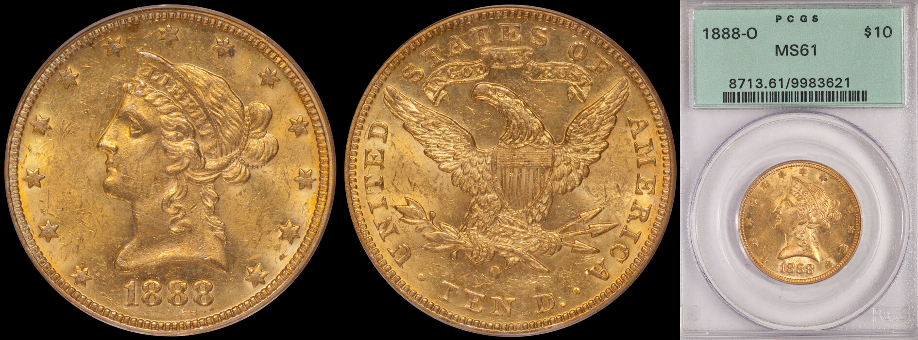ON HOLD - $10.00 - 1888-O PCGS MS61, OGH