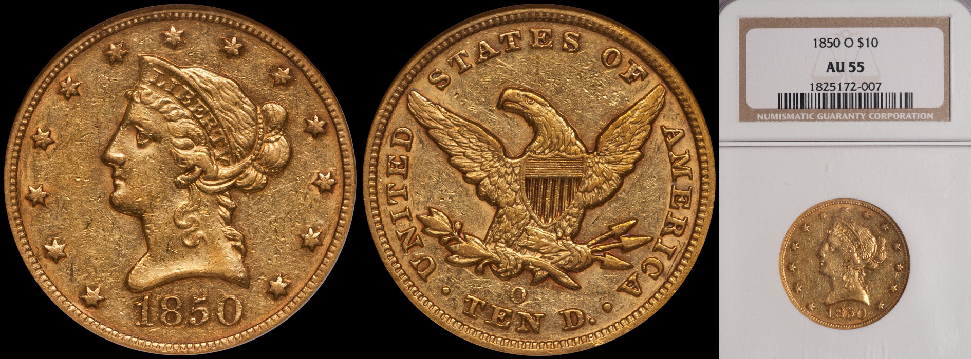 $10.00 - 1850-O NGC AU55