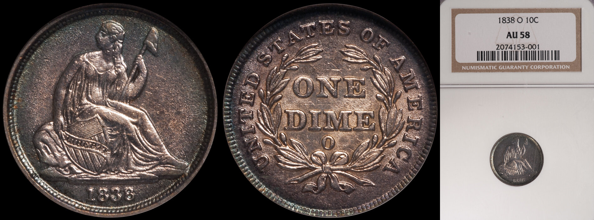 10C - 1838-O No Stars NGC AU58