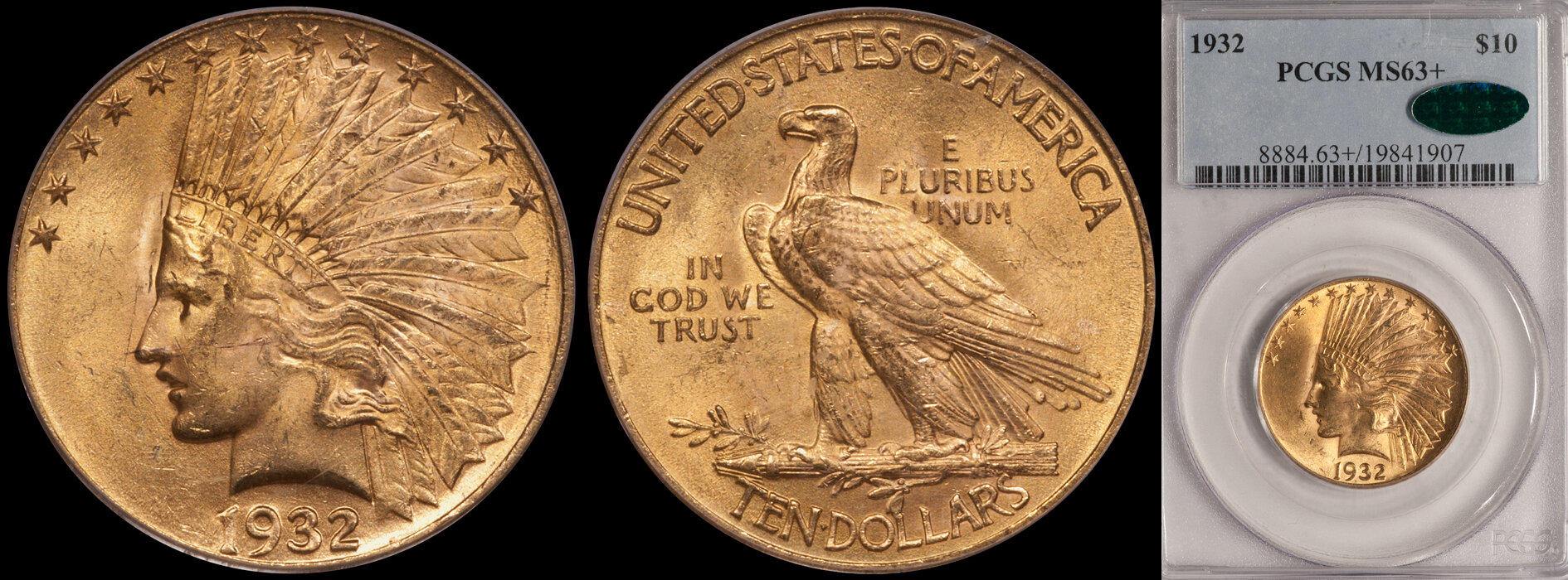 SOLD - $10.00 - 1932 PCGS MS63+ CAC