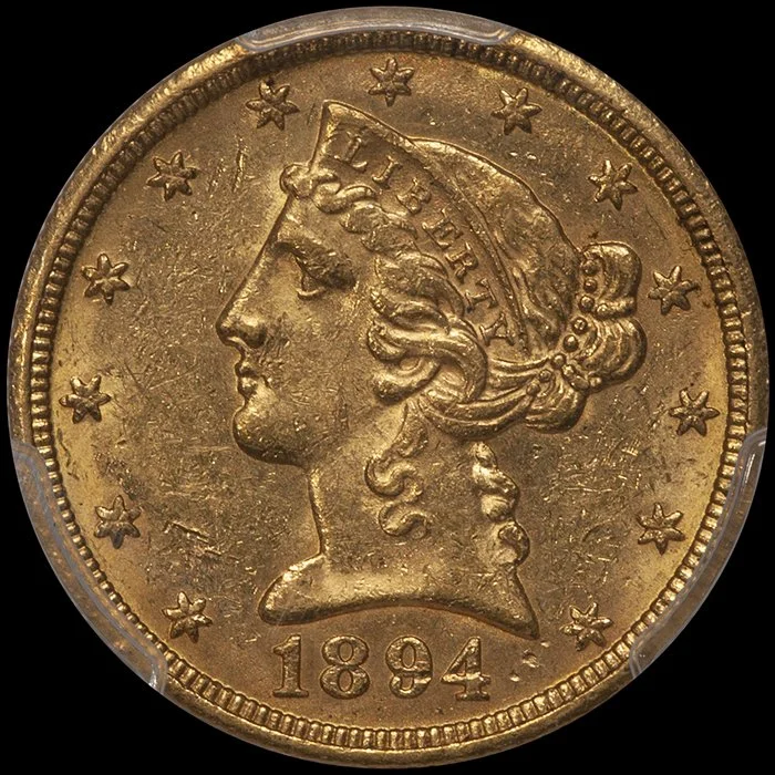 Half Eagle. 1894-O New Orleans $5 gold coin. PCGS MS61 CAC.