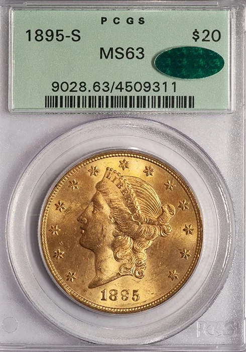 Double Eagle. 1859-S San Francisco $20 gold coin. PCGS MS63 CAC. OGH.
