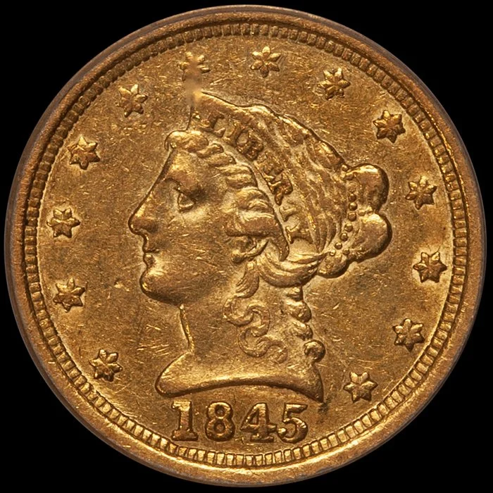 Quarter Eagle. 1845-O New Orleans $2.50 gold coin. PCGS EF45 CAC. (Copy)