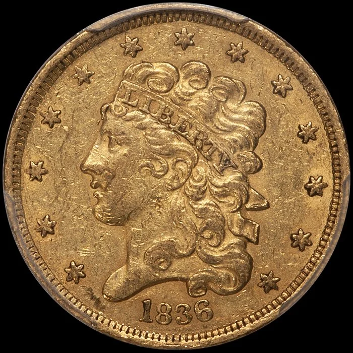 Half Eagle. 1836 $5 gold coin. PCGS AU53 CAC.