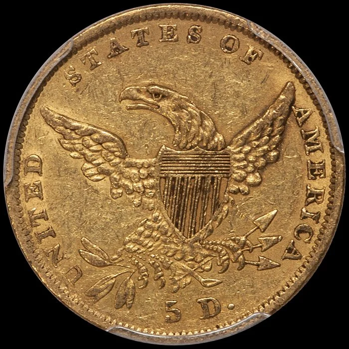 Half Eagle. 1836 $5 gold coin. PCGS AU53 CAC.