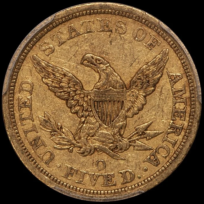 Half Eagle. 1846-O New Orleans $5 gold coin. PCGS EF45 CAC approved. Ex Fairmont.