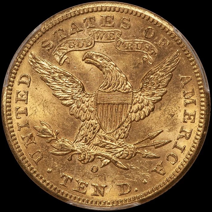 Eagle. 1893-O New Orleans $10 gold coin. PCGS MS62 CAC.