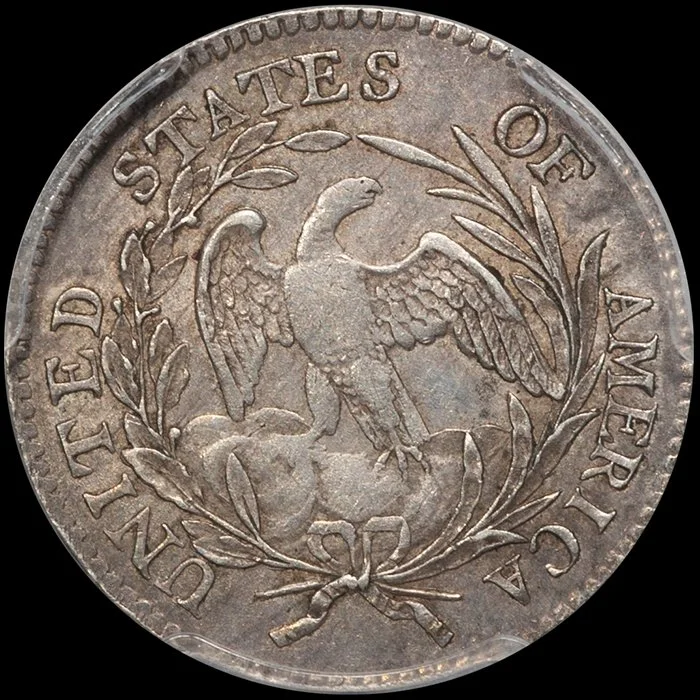 10C. 1797 13 Stars silver dime. PCGS AU58.