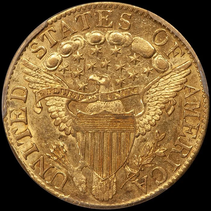 Half Eagle. 1803/2 $5 gold coin. PCGS AU58 CAC.