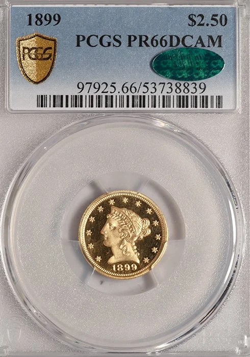 Quarter Eagle. 1899 Proof $2.50 gold coin. PCGS PR667DCAM CAC.