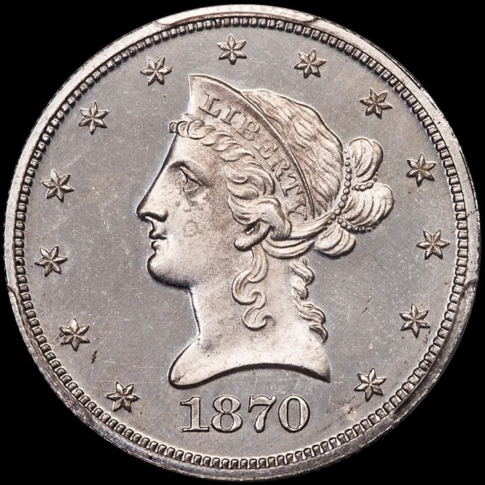 Eagle. 1870 Pattern $10 gold coin. J-1036. PCGS PR65CAM.