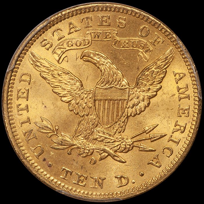 Eagle. 1906-O $10 gold coin. PCGS MS65.