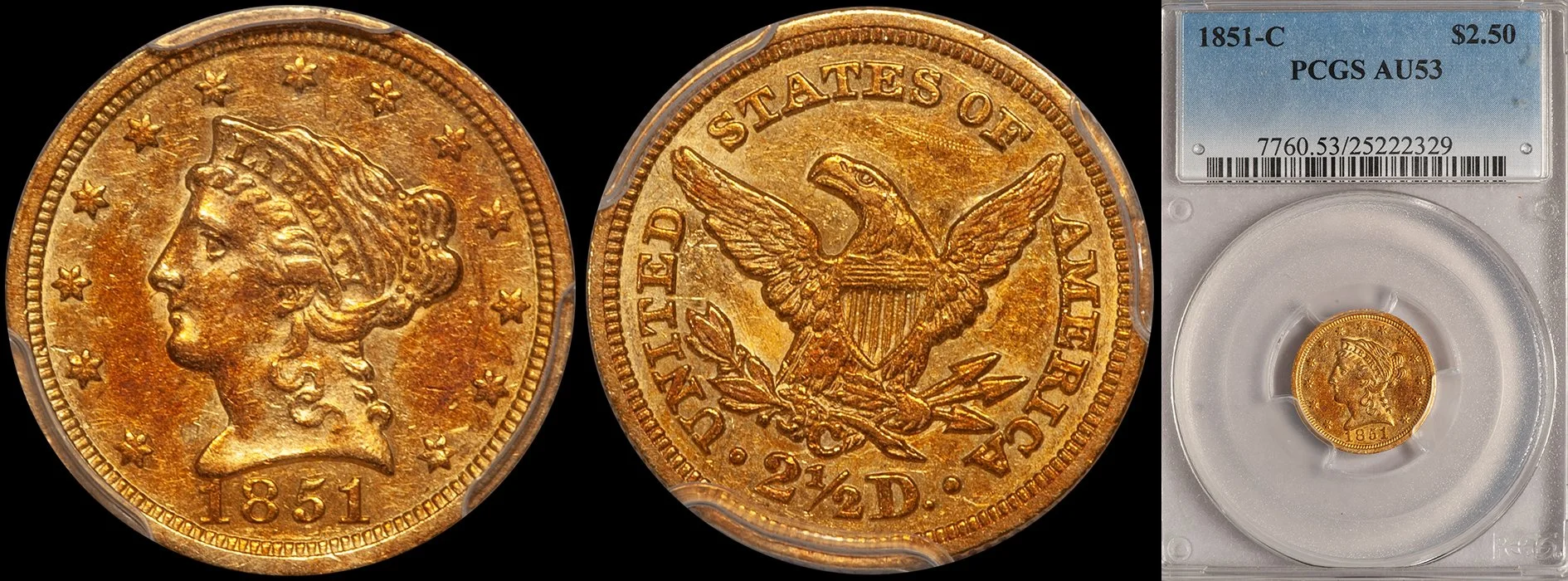 ON HOLD - $2.50 - 1851-C PCGS AU53