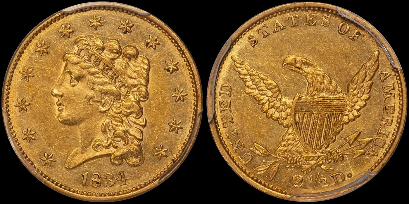 1834 $2.50 Classic PCGS AU58 CAC