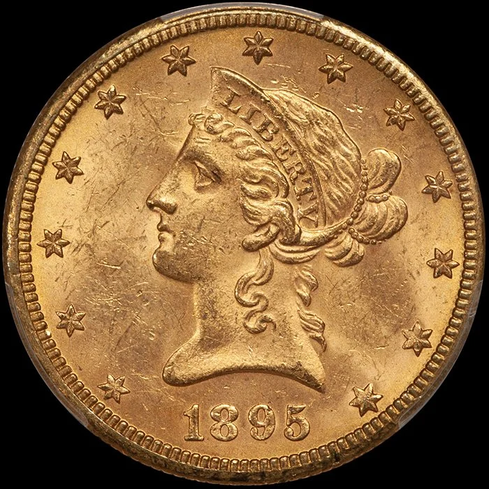 Eagle. 1895-O New Orleans $10 gold coin. PCGS MS63.