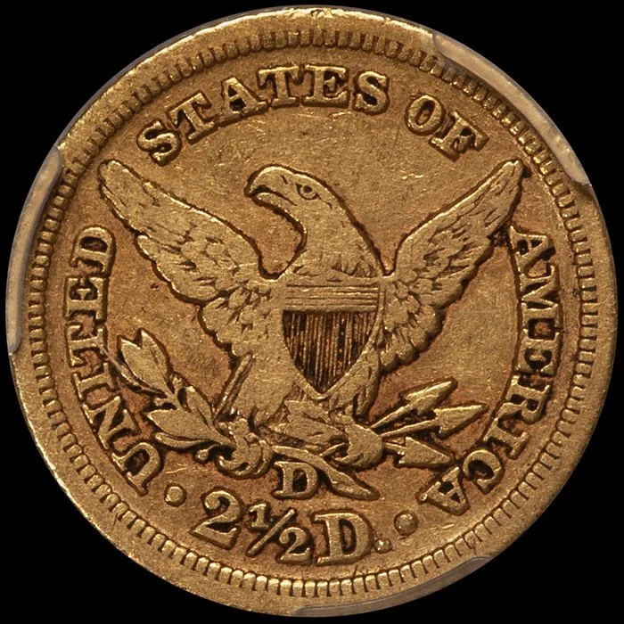 Quarter Eagle. 1849-D Dahlonega $5 gold coin. PCGS VF35 CAC.