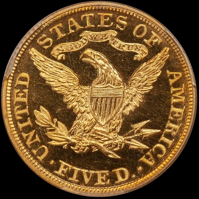 Half Eagle. 1896 $5 gold coin. PCGS PR65+ DCAM CAC.