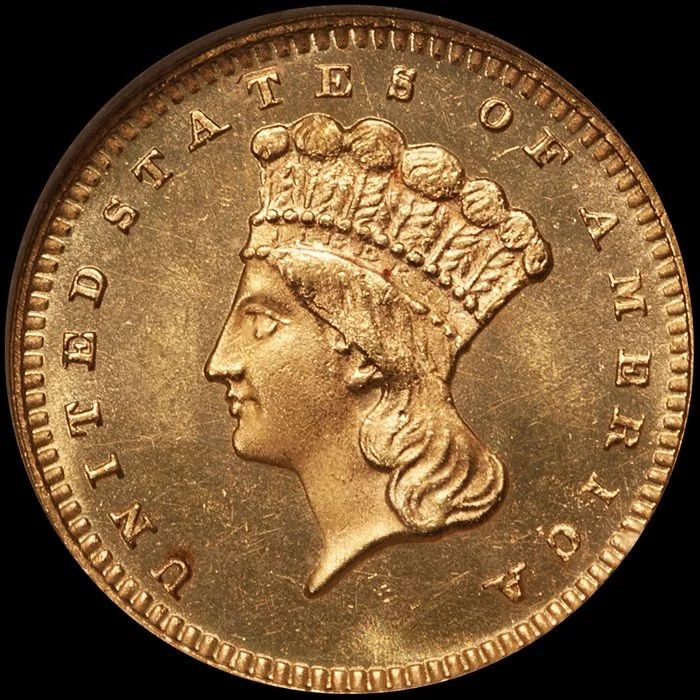 Gold Dollar. 1877 Prooflike $1.00 gold coin. NGC MS66PL.