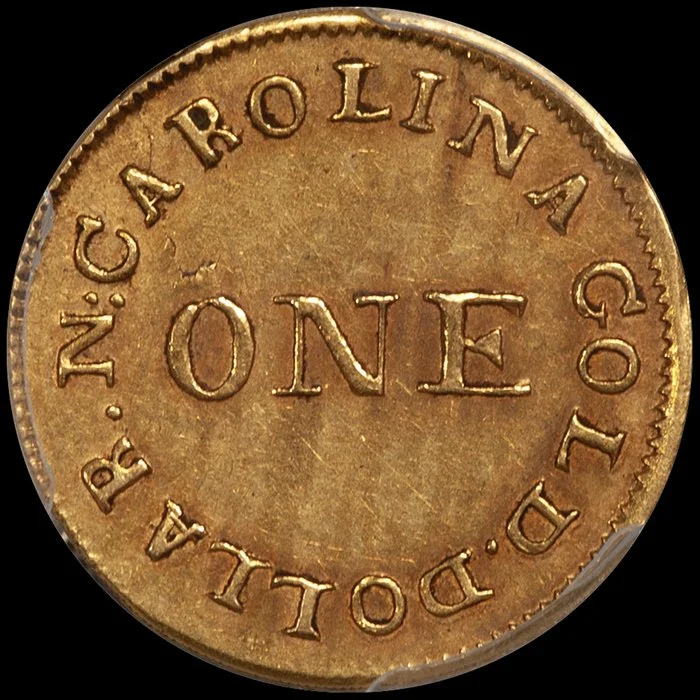 Gold Dollars. (1831-34) C. Bechtler $1 gold coin. PCGS AU58. 30 G., Reeded Edge.