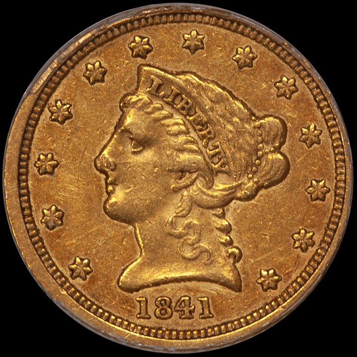 Quarter Eagle. 1841-D Dahlonega $2.50 gold coin. PCGS EF40, CAC Gold. OGH.