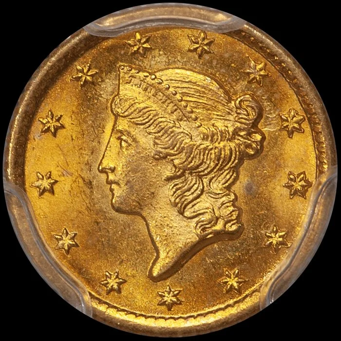 Gold Dollar. 1853-O New Orleans $1 gold coin. PCGS MS65.