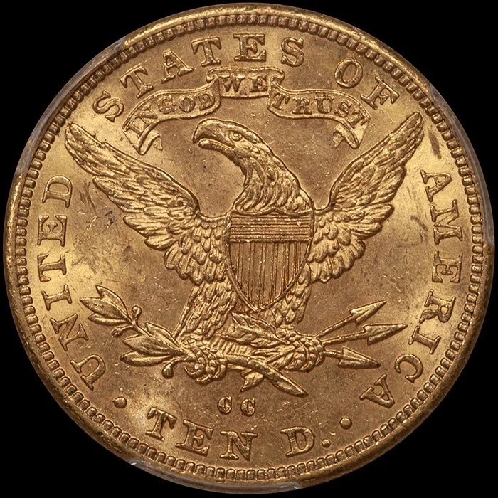 Eagle. 1892-CC Carson City $10 gold coin. PCGS MS61 CAC. Fairmont.