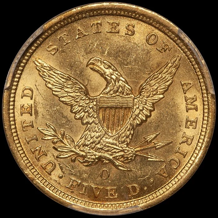 Half Eagle. 1840-O New Orleans $5.00 gold coin. PCGS MS62.