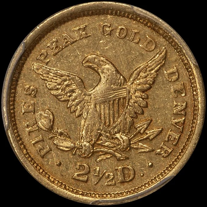 Quarter Eagle. 1860 Clark Gruber $2.50 gold coin. PCGS AU55 CAC.