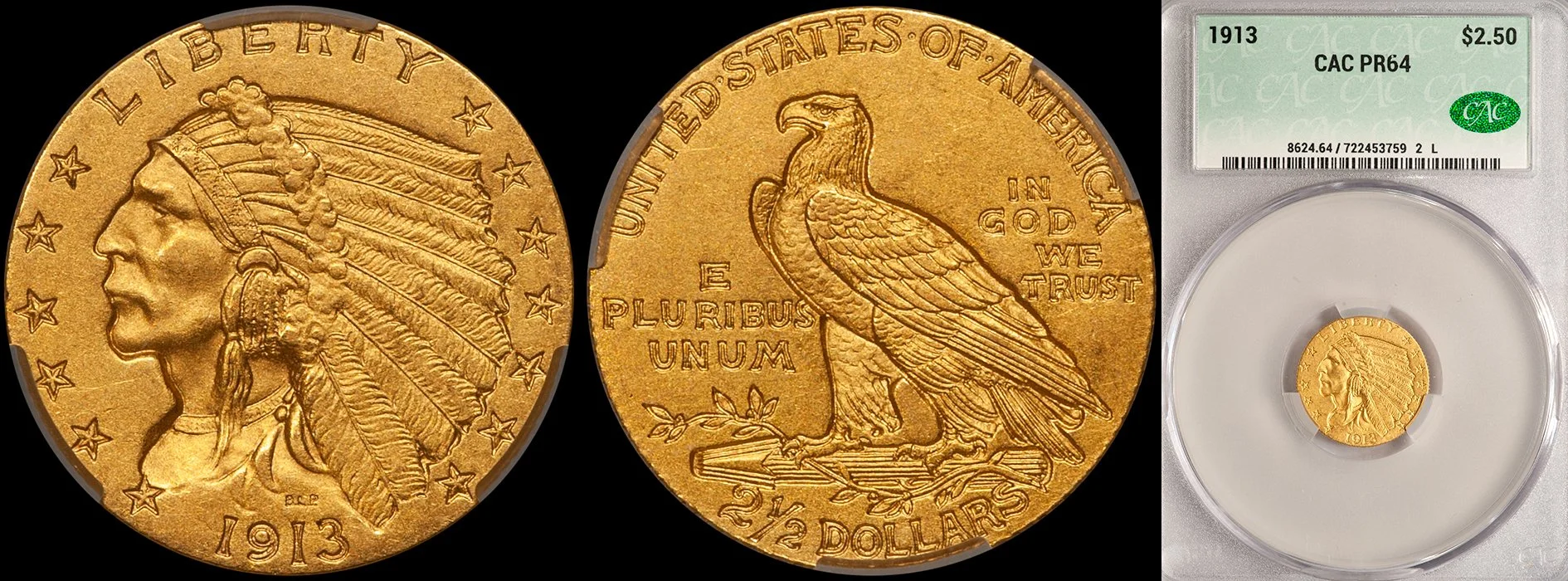NEW - $2.50 - 1913 CACG PR64