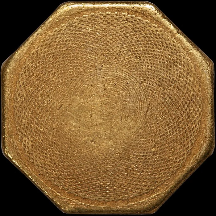 US Assay $50.00. 1852 "887" gold coin. PCGS EF40 CAC.