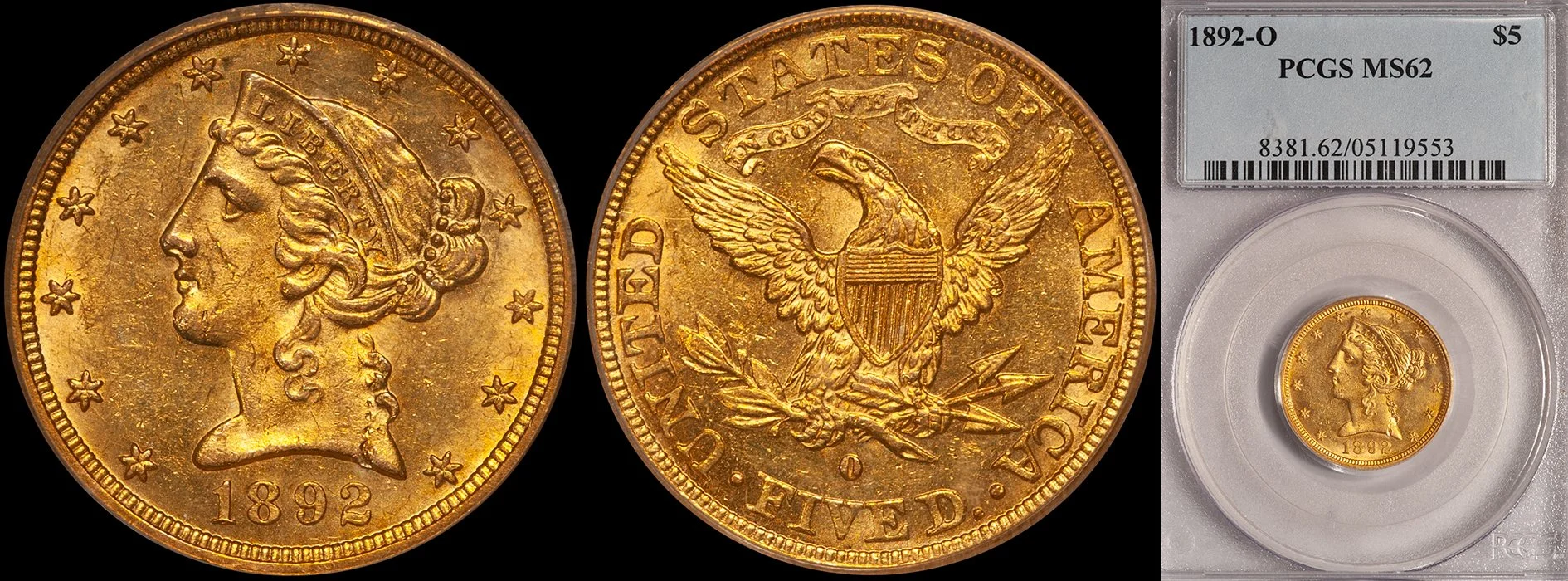 ON HOLD - $5.00 - 1892-O PCGS MS62