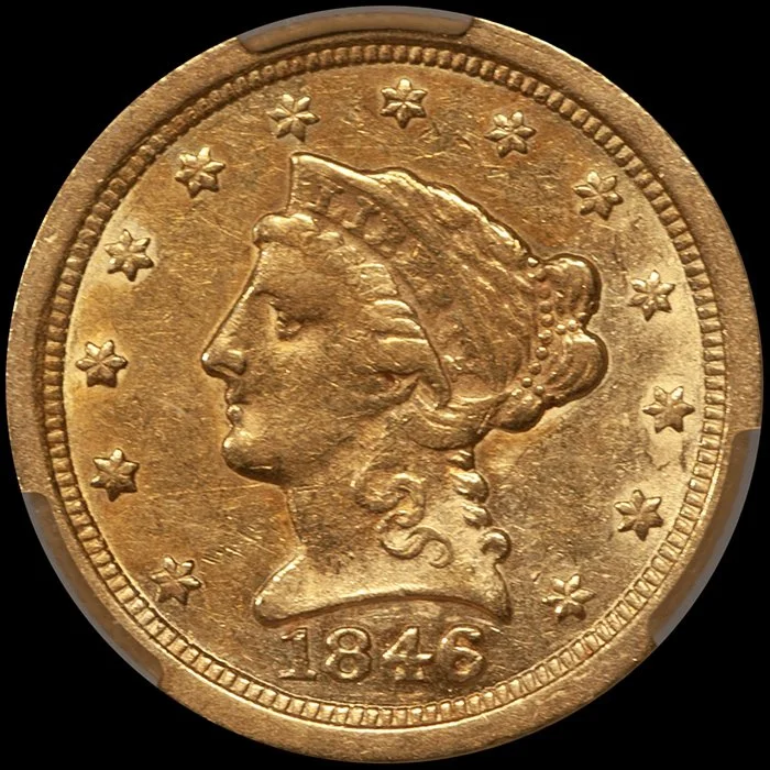 Quarter Eagle. 1846-O New Orleans goldcoin. CACG AU58