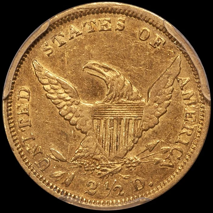 Quarter Eagle. 1839-D Dahlonega $2.50 gold coin. PCGS EF45.